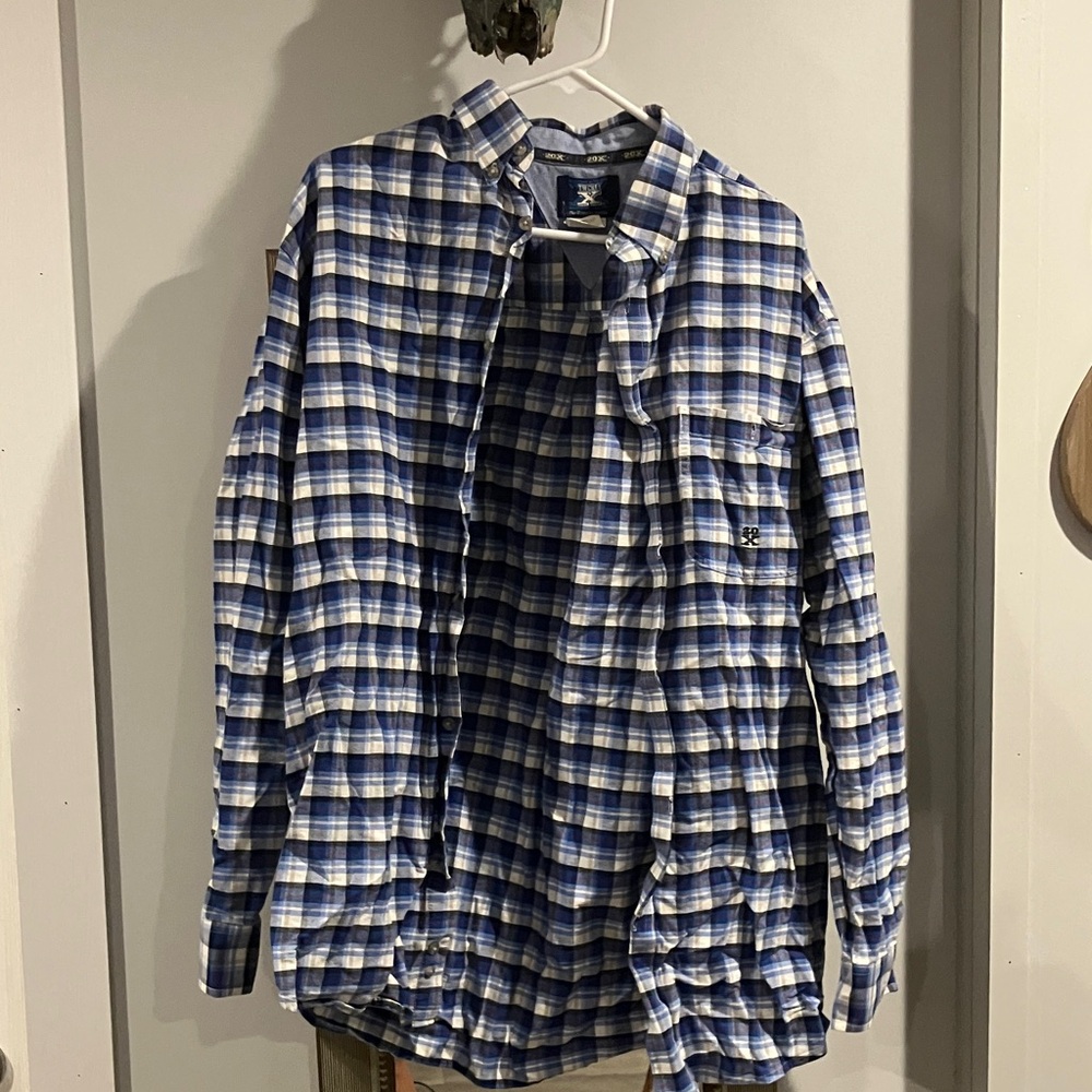 Twenty Men's Blue and White Plaid Shirt Jacket